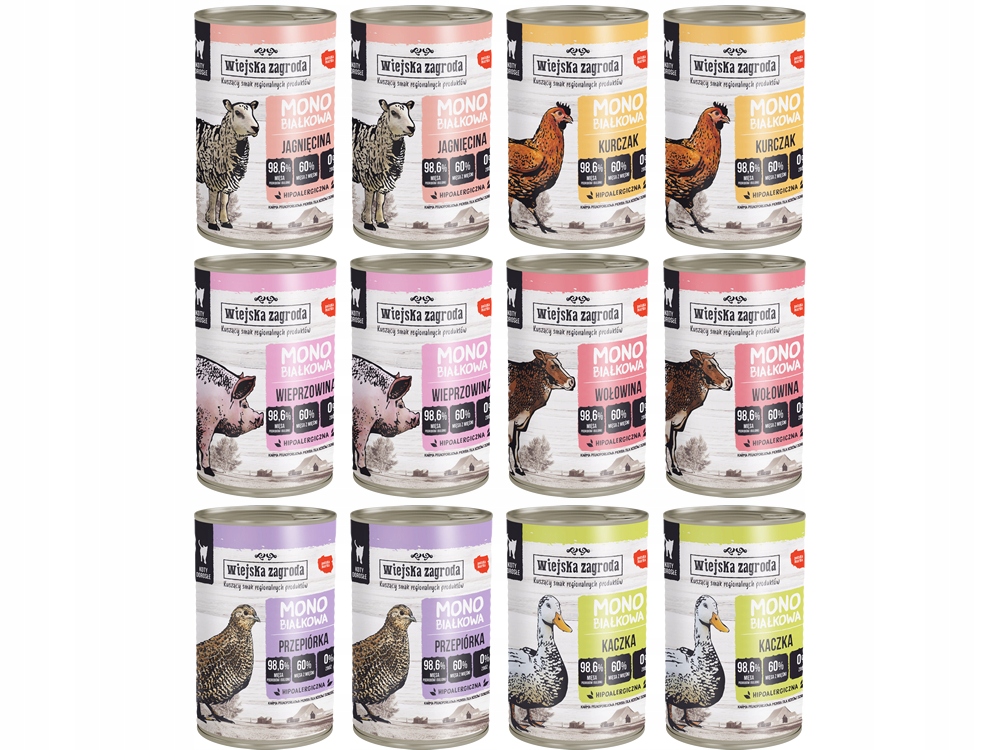 Wiejska Zagroda Karma dla Kota Mono Mix 12x 400g