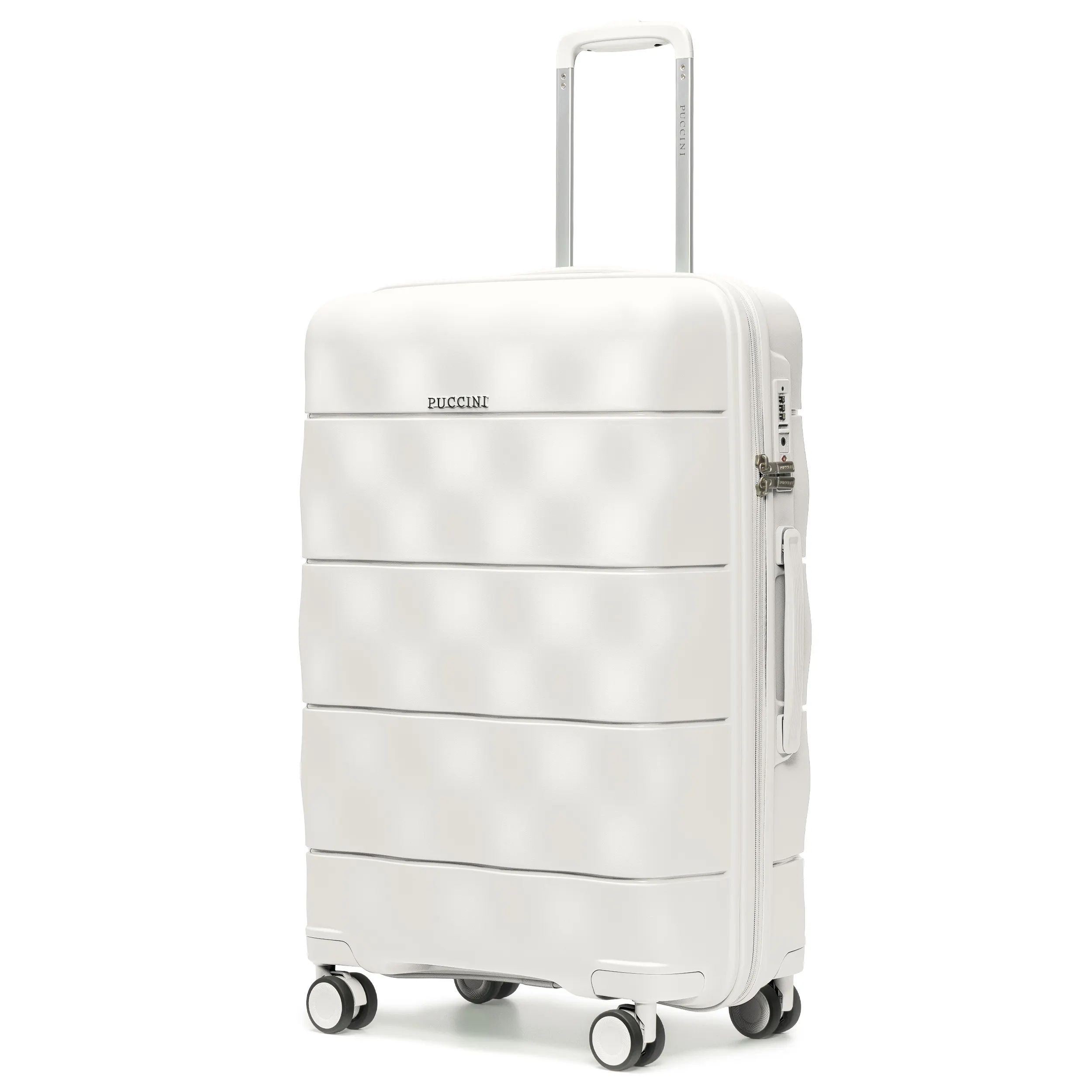 Puccini Walizka Średnia Podróżna Lekka Polipropylenowa Biała PP026B-0