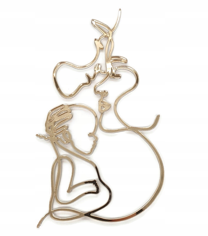 

Topper bok linearny twarze para z dzieckiem złoty