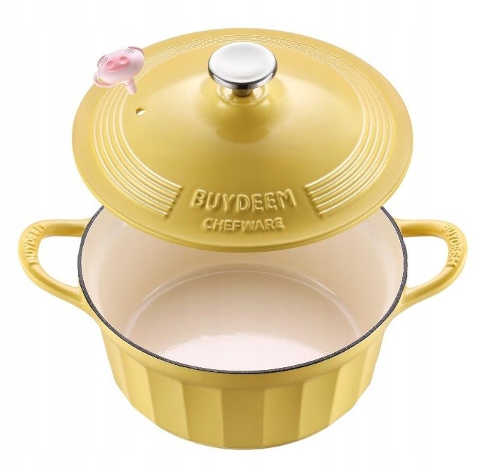 BUYDEEM Emaliowane naczynie żeliwne 3,9L, CP551, Mellow Yellow — 7