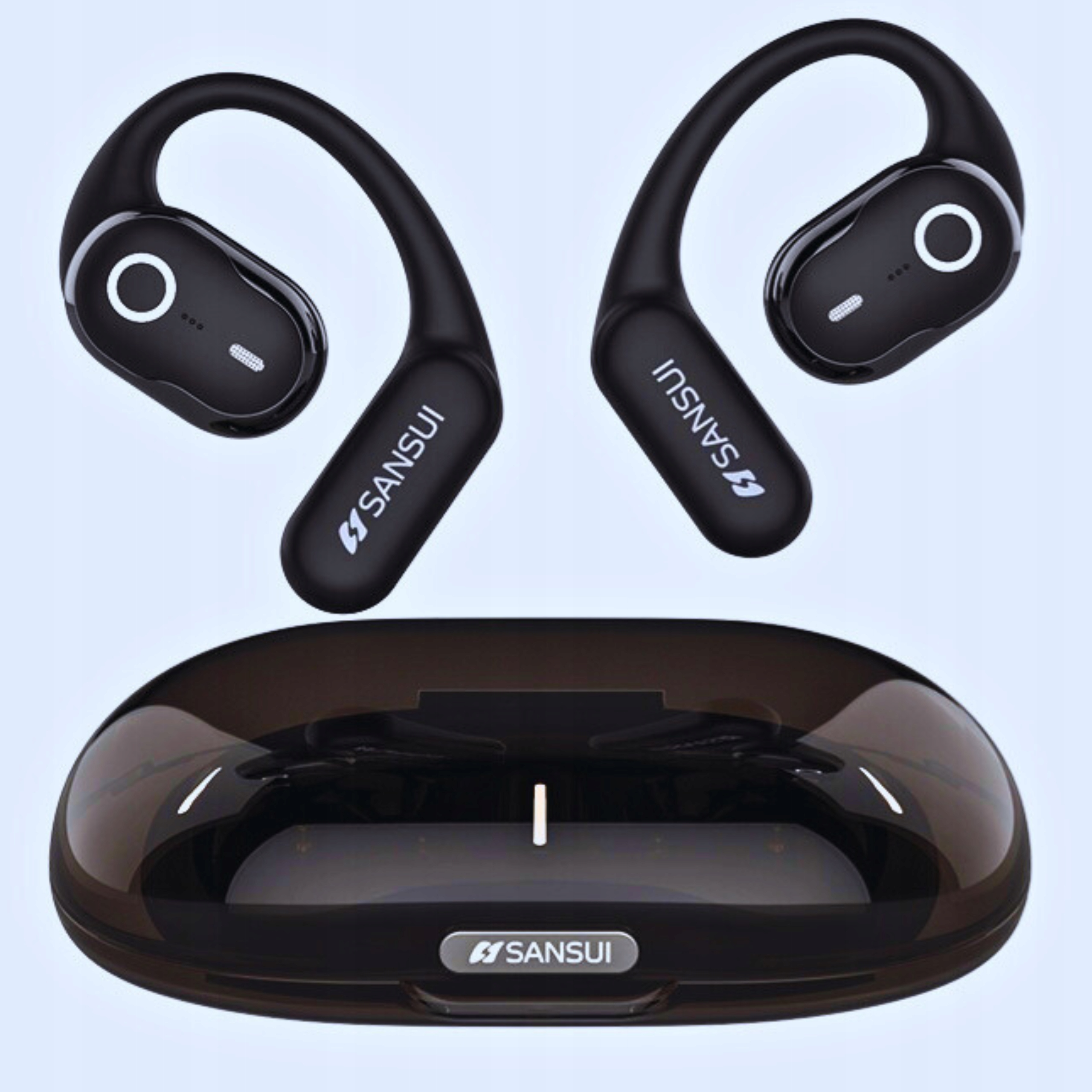 SŁUCHAWKI BEZPRZEWODOWE zauszne SANSUI w26 dwa mikrofony BLUETOOTH 5.4 Głębokość produktu 6.1 cm