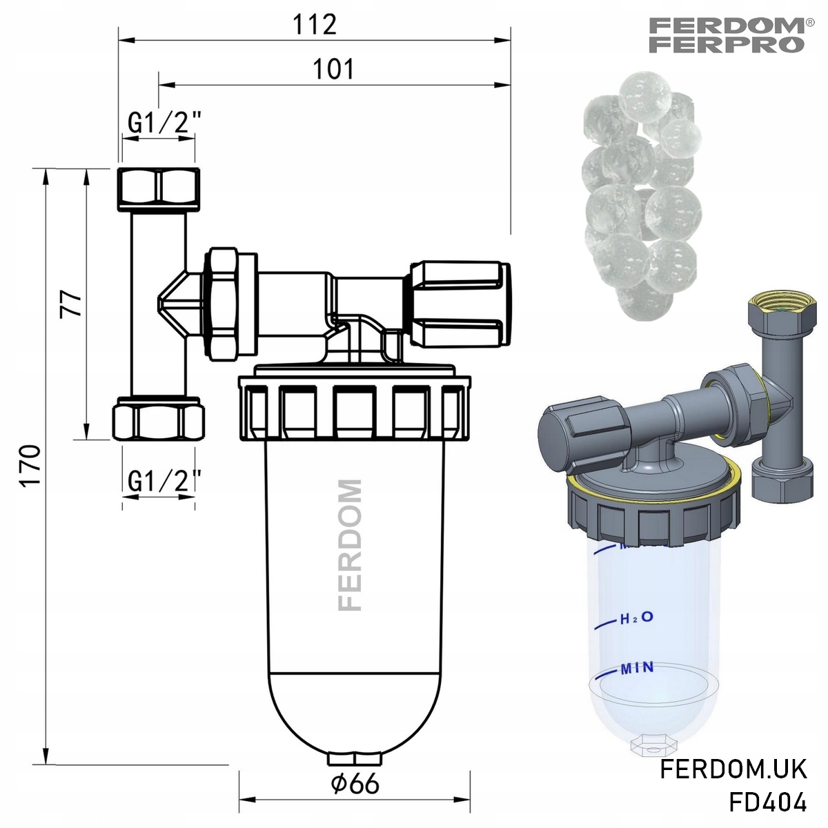 FERDOM FD404 DOZATOR-ZMIĘKCZACZ WODY. Ochrona kotła c.o. wymiennika ciepła Model FD404