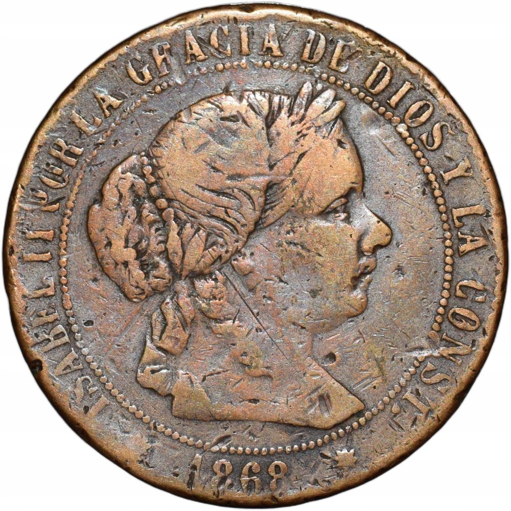 Hiszpania 5 centymów 1868