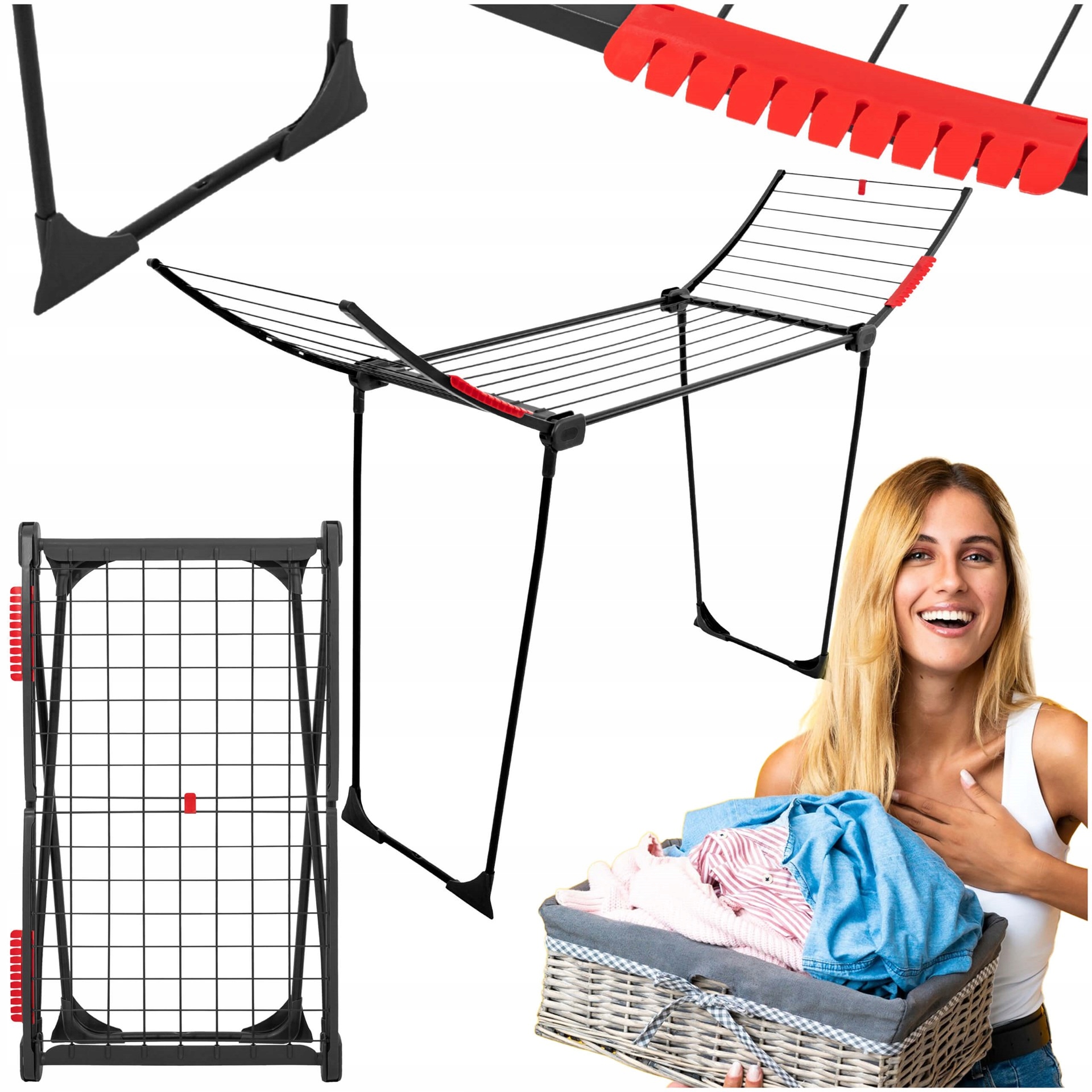 Suszarka Na Pranie Balkonowa Stojąca Rozkładana Na Ubrania Bieliznę 15 kg