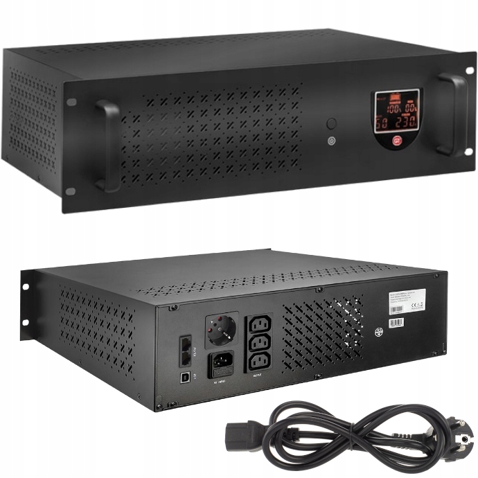 Záložní zdroj Ups Rack 3U 1200VA 720W 3x C13 1x Schuko Černý