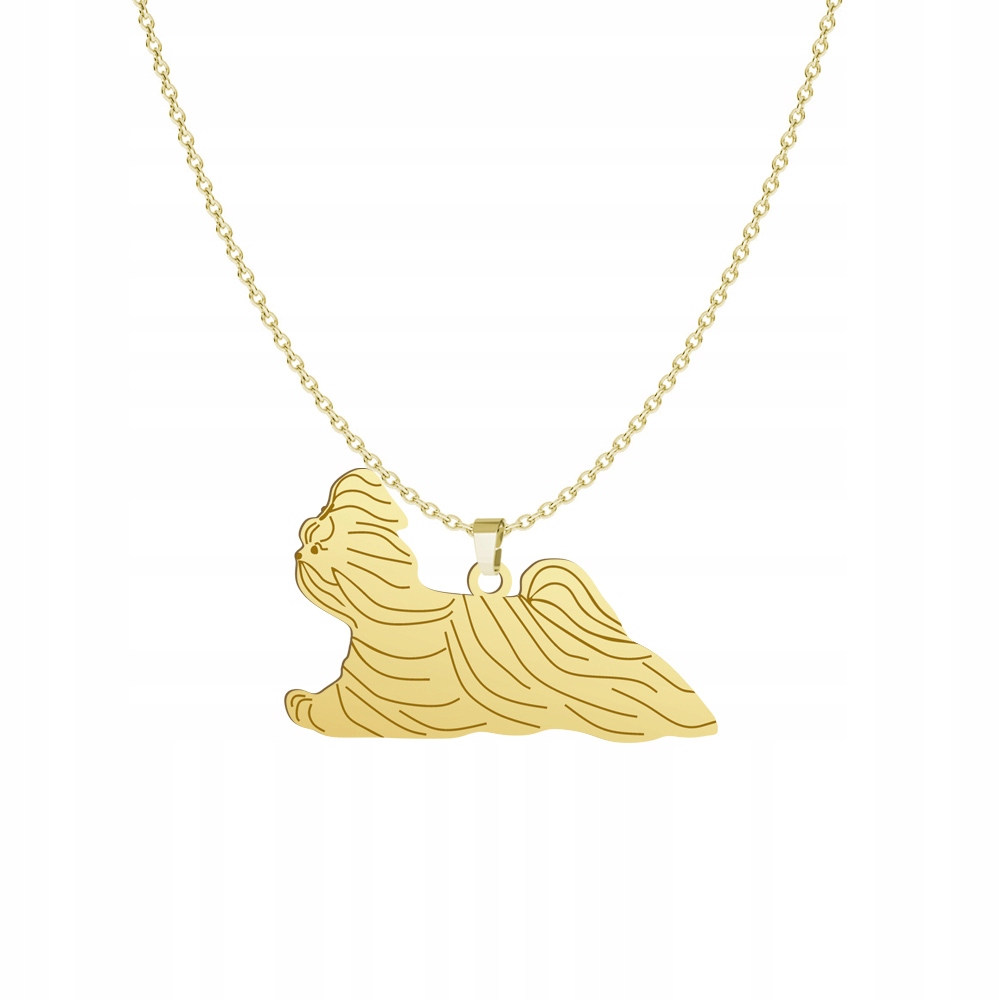 Zlatý náhrdelník s psem Shih Tzu 925 Dárek Žena Šperky Gravírování Bonus