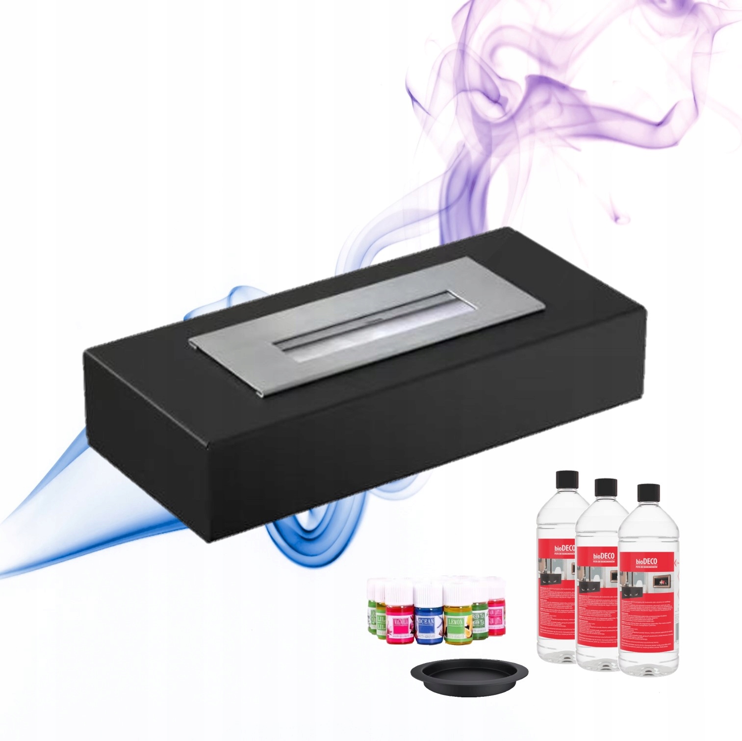 Volně stojící biokrb na komodu India Mini černý, certifikát Tüv Set