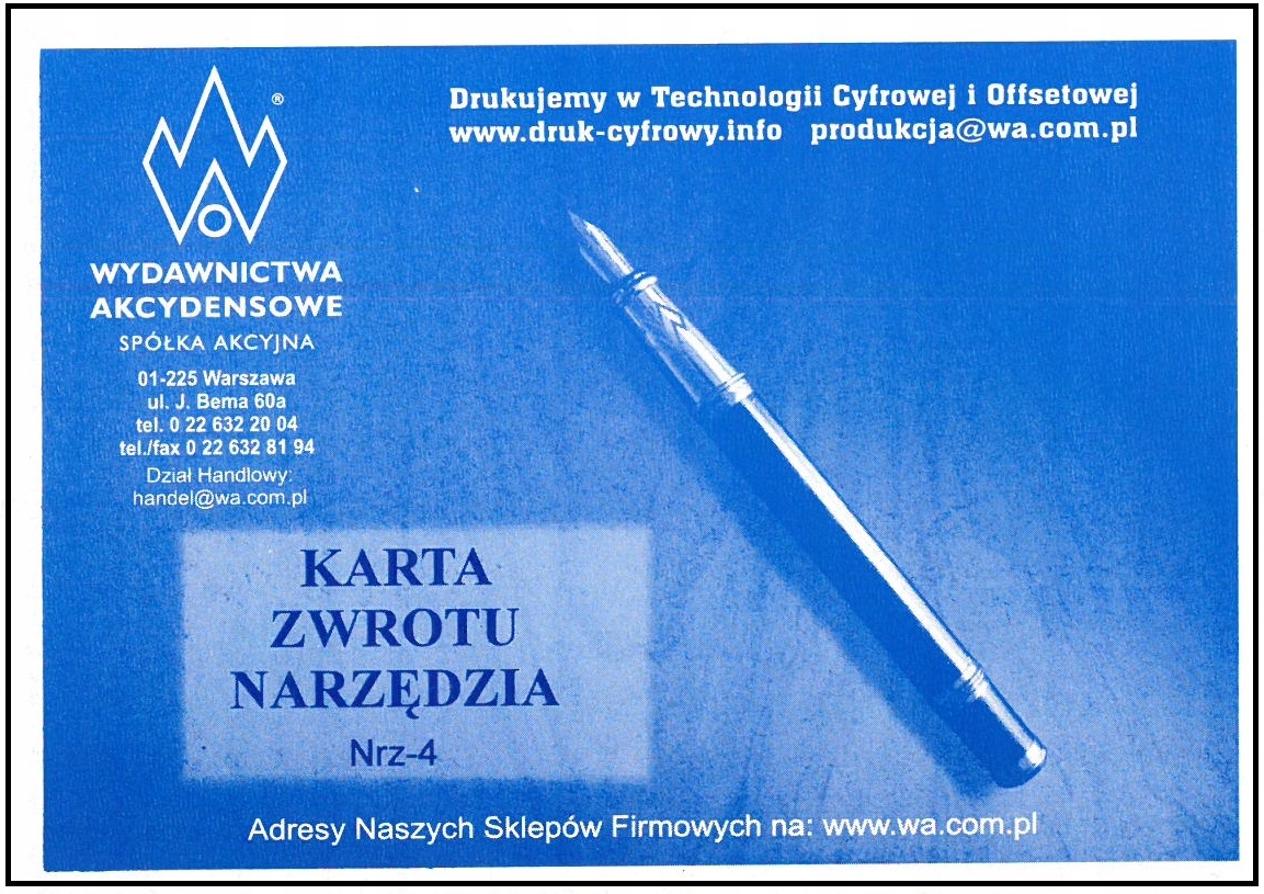

Karta Zwrotu Narzędzi Nrz-4