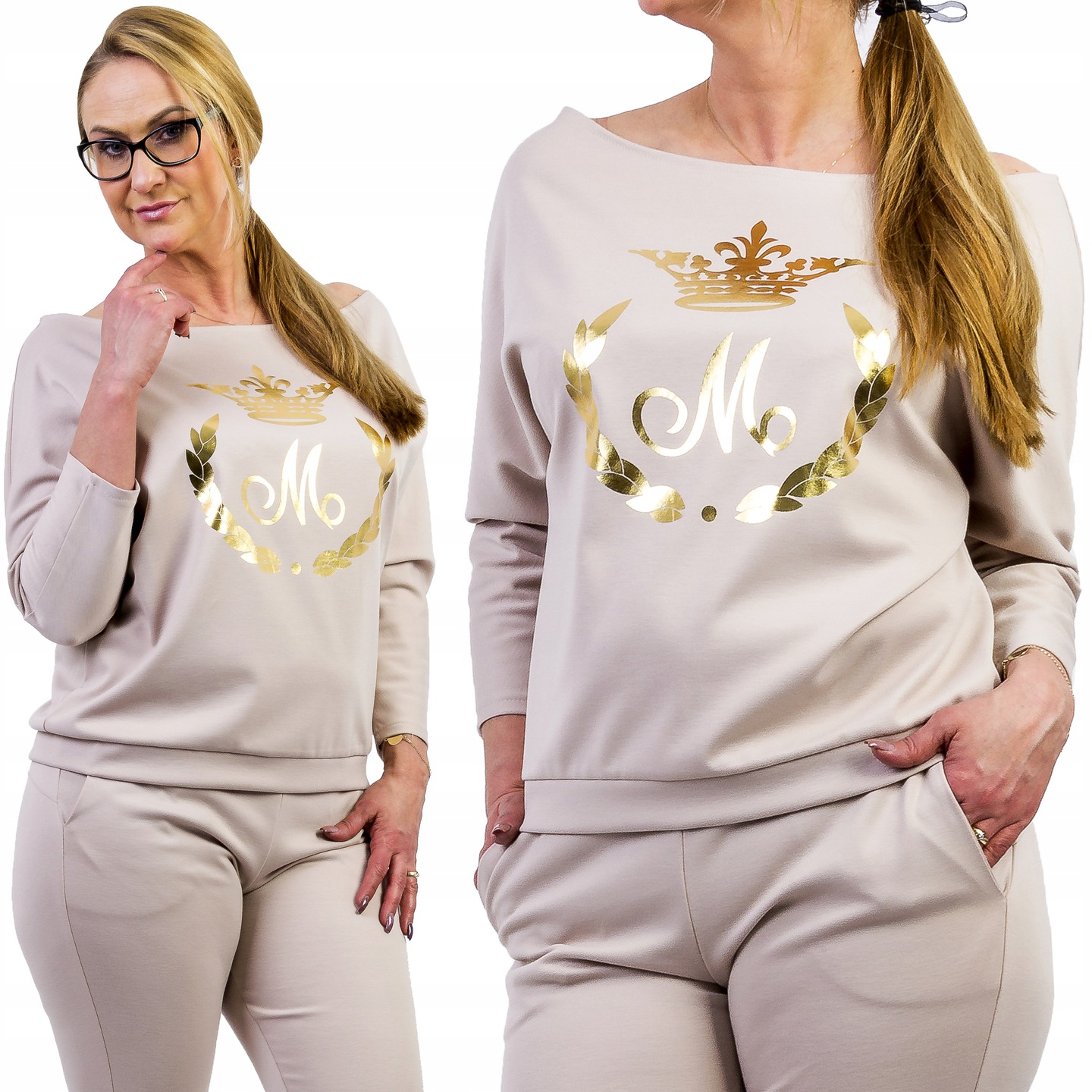 

M174 Bluza Z Nadrukiem Beżowa r 42 (XL)