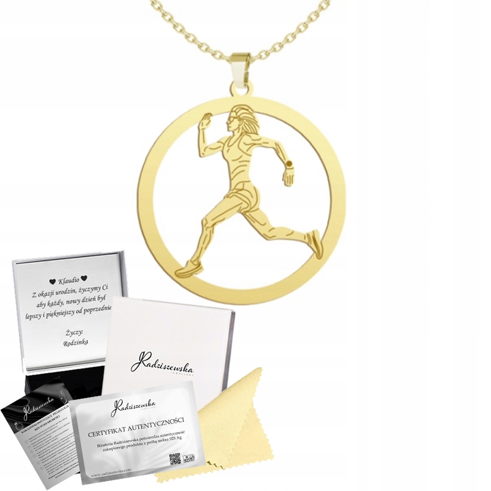 Zlatý Náhrdelník S Sprinterkou Běžkyně Řetízek Stříbro 925 Dárek Gravírování