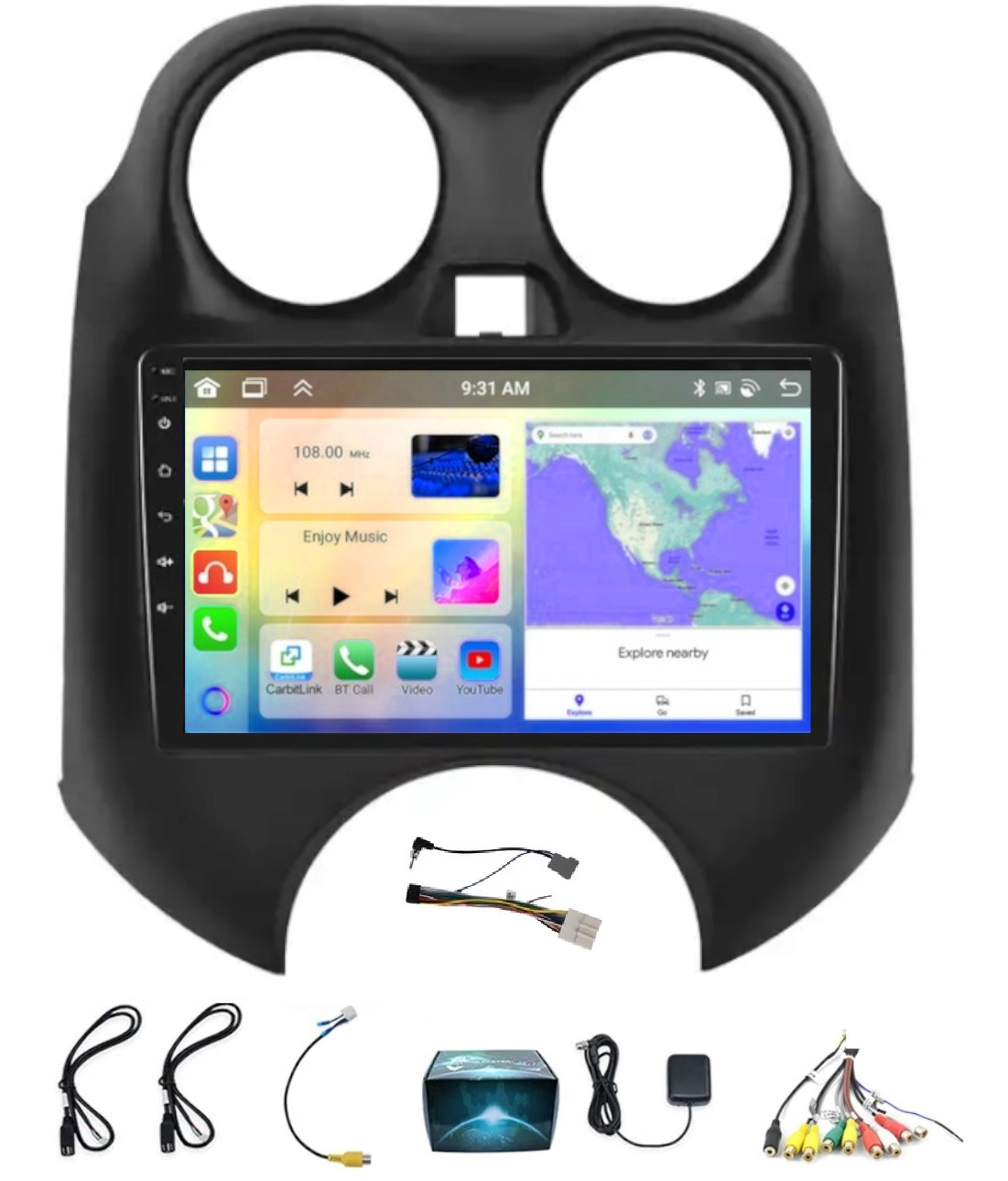 Autorádio S Navigací Carplay Nissan Micra 2010-2017 Wifi Android 4GB 64GB