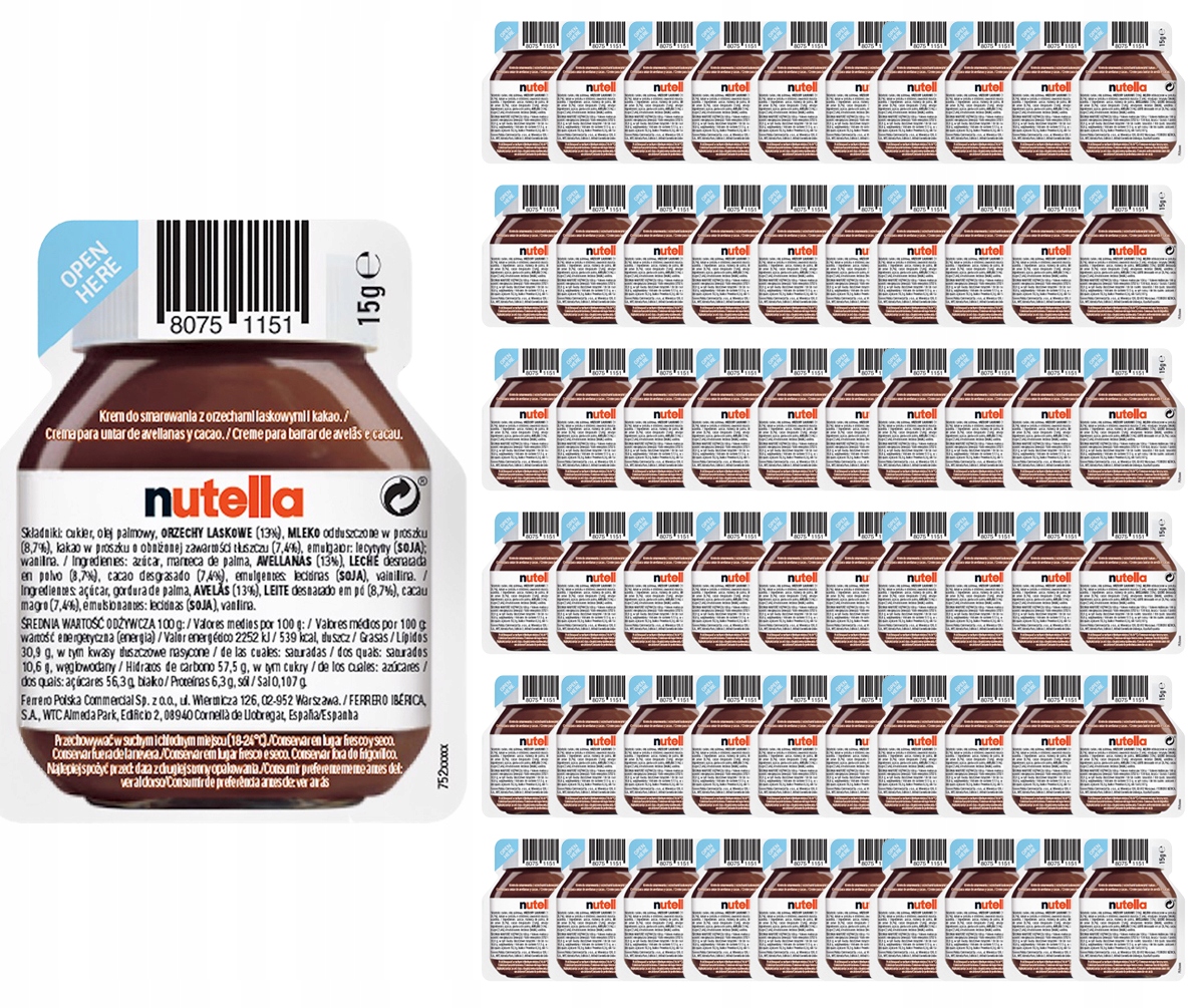 Levně Nutella pomazánkový krém mini porce 15 g x 60 ks