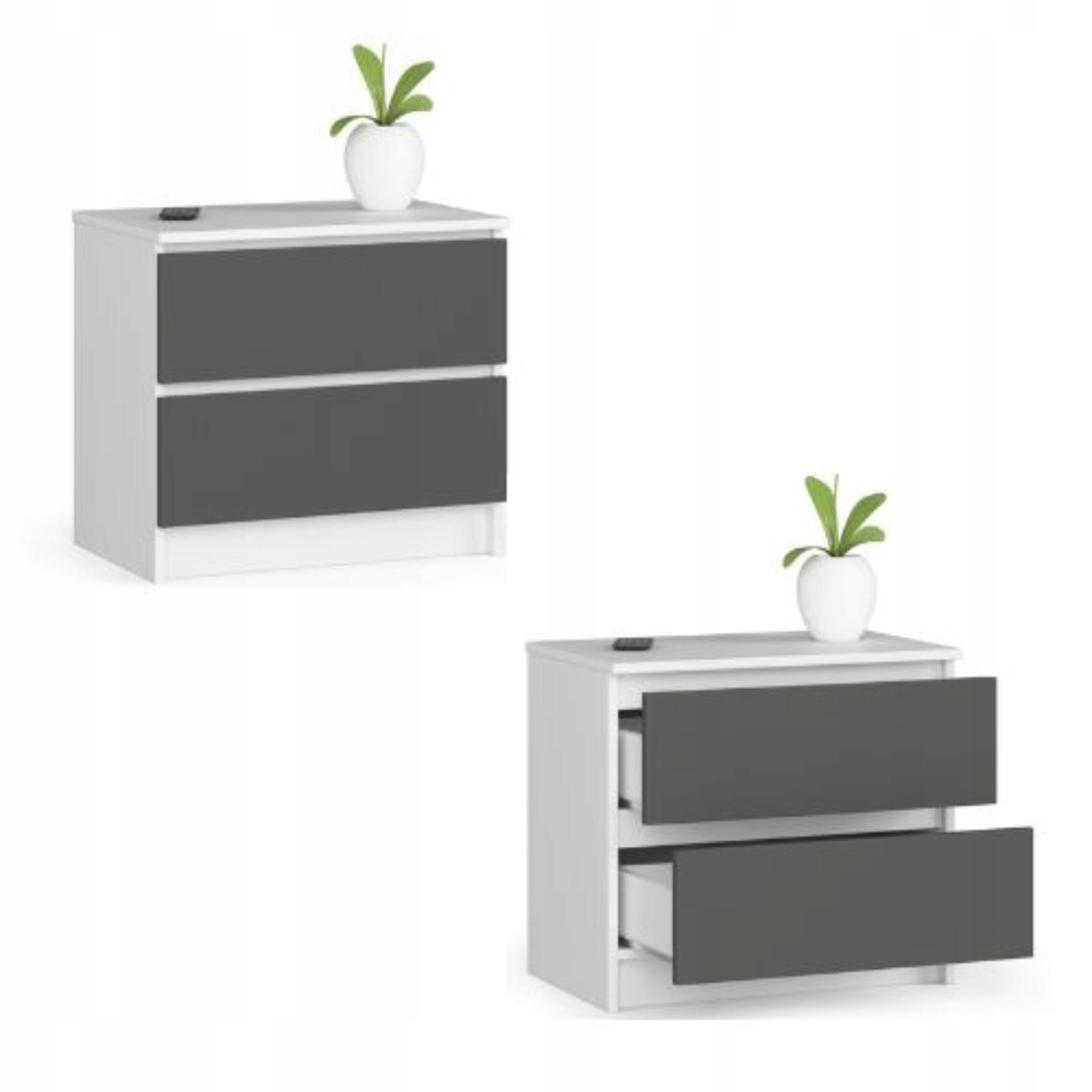 Komoda, skrinka K60 2, zásuvky, biela-grafitová Akd