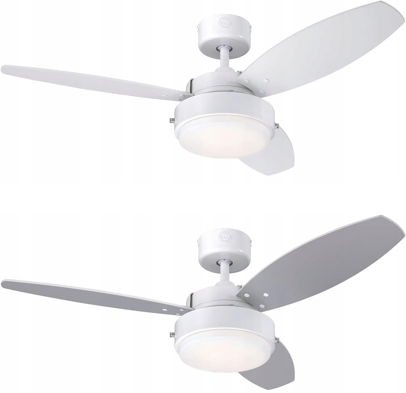 Wentylator sufitowy Alloy Biały/Srebrny 105cm Duża lampa z wiatrakiem