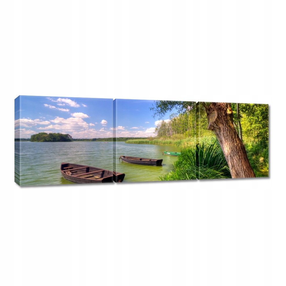 Obraz 120x40 Jezioro Łódki Pejzaż