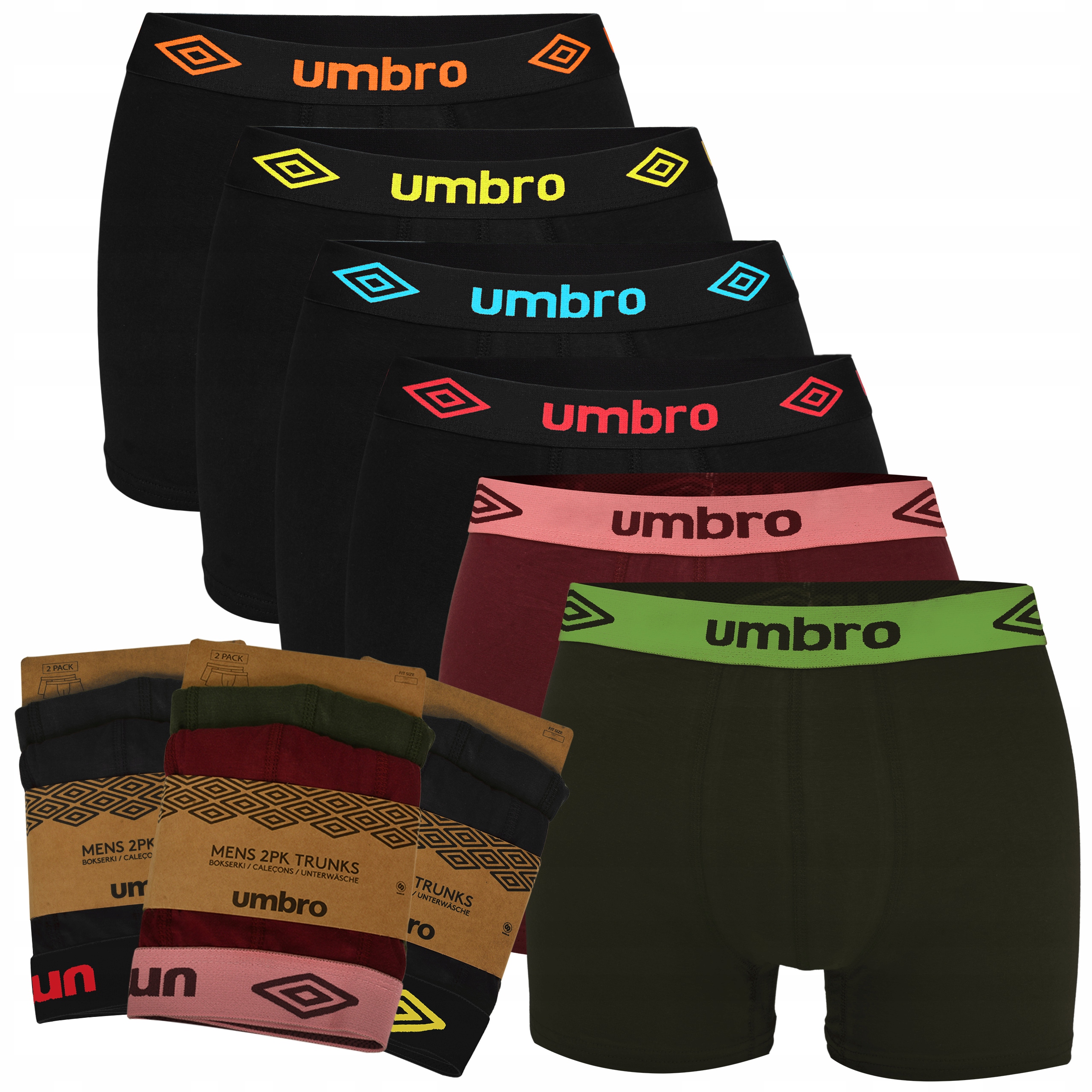 Umbro Pánské boxerky Sada 6 Kusů MIX barev Bavlna Velikost M