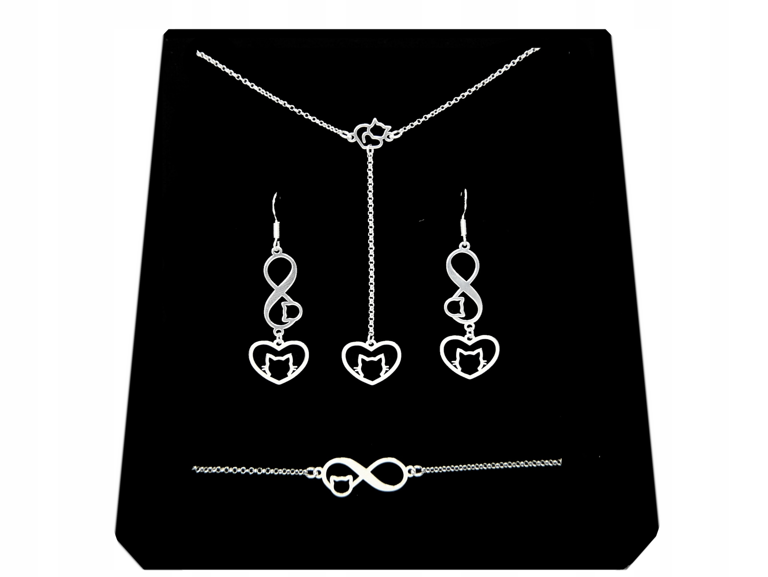 

Komplet Serce Kot Kotek Nieskończoność srebro 925