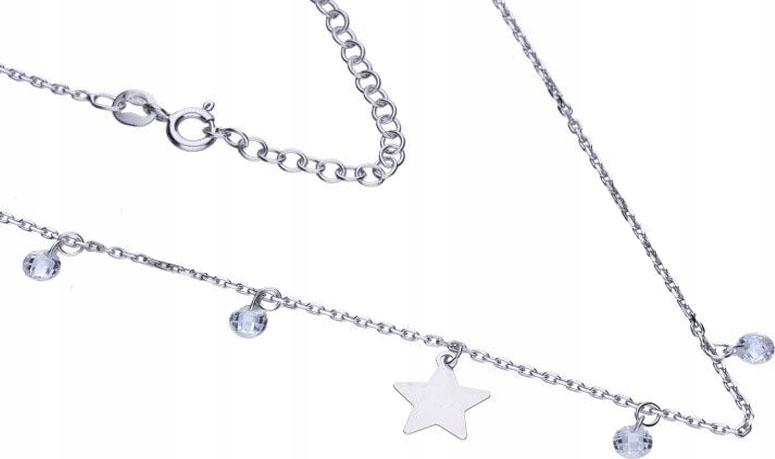 Stříbrný náhrdelník 925 hvězdička křišťály 2,75 g s přívěskem, módní vzor