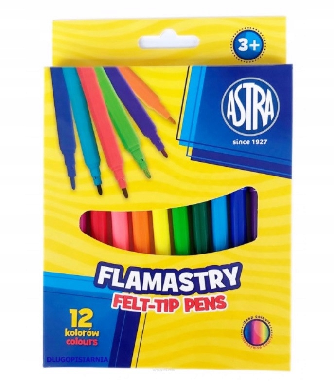 FLAMASTRY 12 KOLORÓW ASTRA PISAKI SZKOLNE