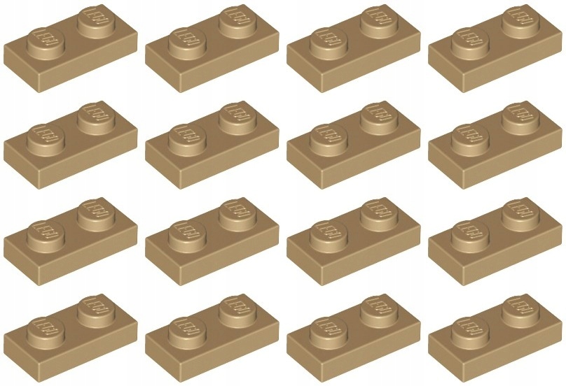 LEGO PŁYTKA 3023 1x2 piaskowa ciemna (6g) 16 szt.