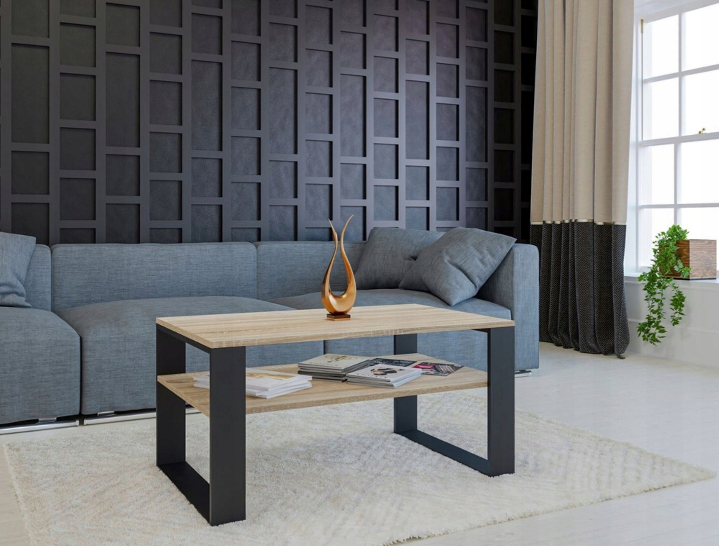 STOLIK KAWOWY ŁAWA MODERN PÓŁKI LOFT Marka inna