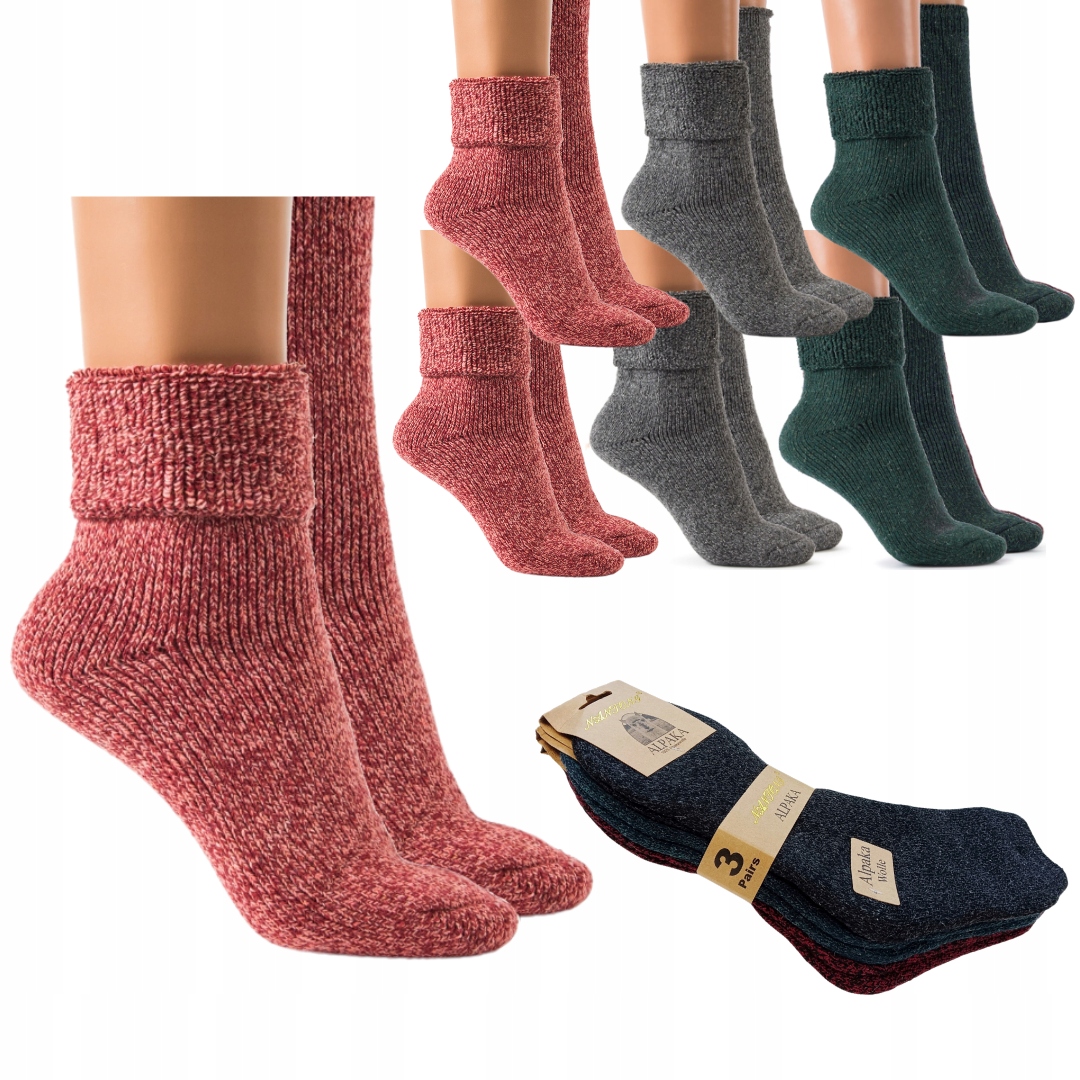 6 x Ponožky zimní vlněné ponožky Alpaka Teplé Ponožky Na Zimu 39-42