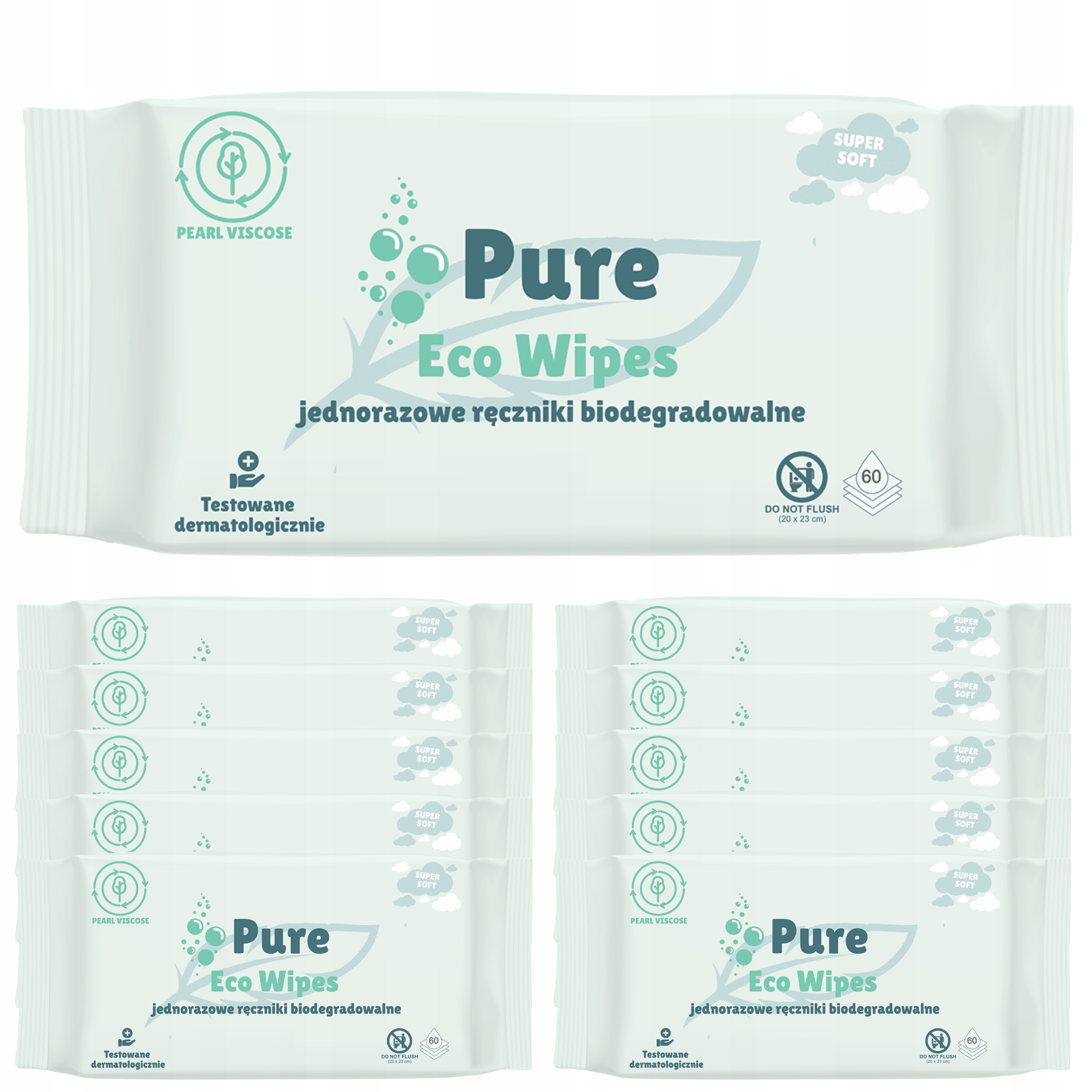 Ręczniki jednorazowe Eco Wipes dla noworodków Pure 12x60szt. 20x23cm Bio