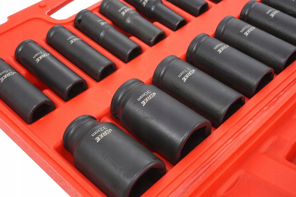 NASADKI UDAROWE 1/2 DŁUGIE ZESTAW NASADEK UDAROWYCH KLUCZY NASADOWYCH 10-32 Typ 6-kątna