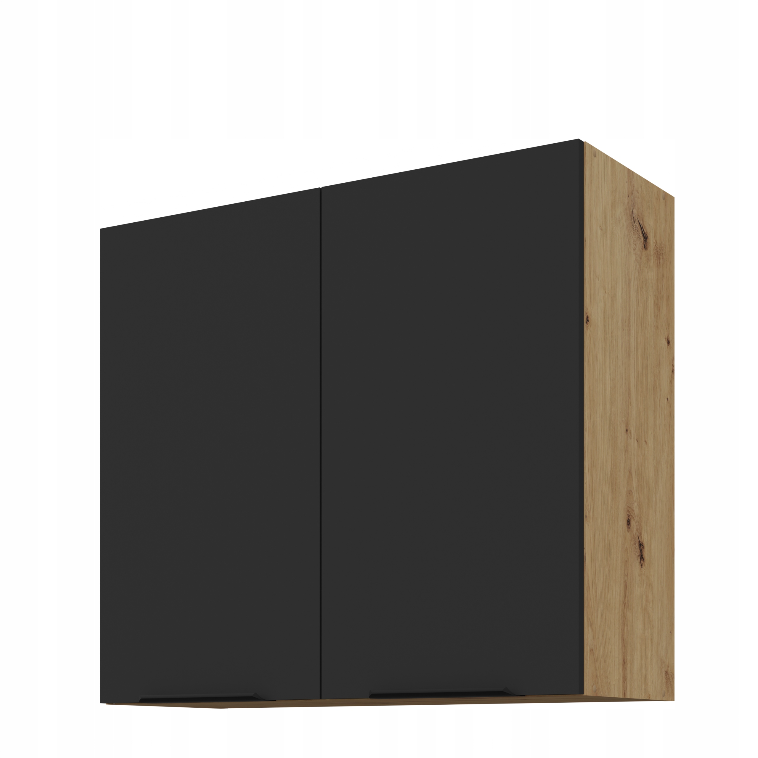 Závěsná kuchyňská skříňka 80 cm, dub Artisan, závěsná skříňka, černá matná