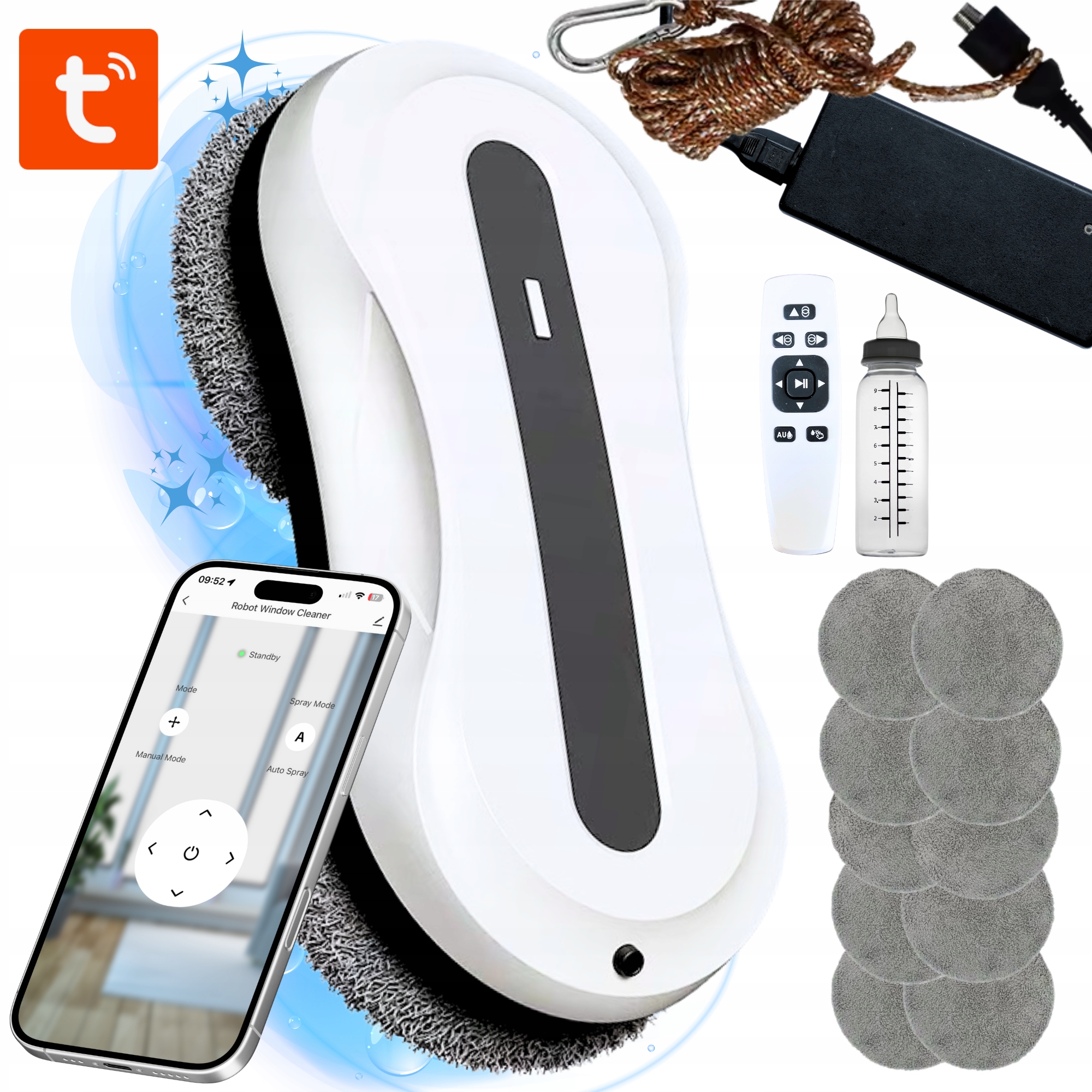 Myjka Do Okien Tuya Zdalnie Sterowana Mycie Szyb Mikrofibra Robot Kafelki