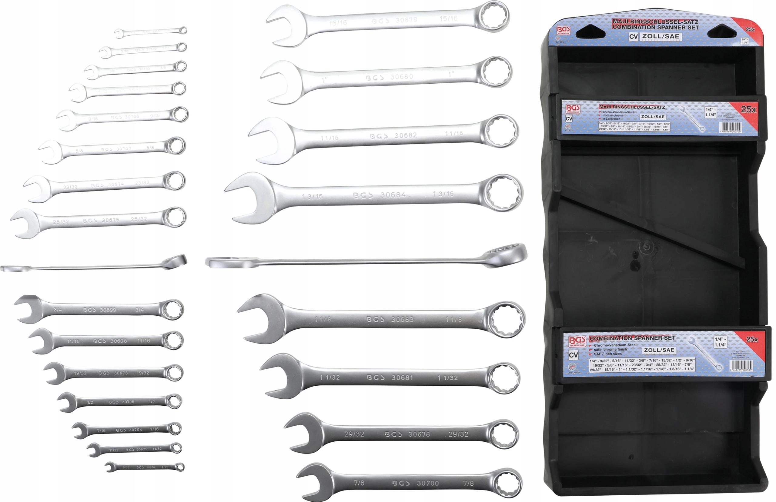 Bgs 30101, Sada očkoplochých kľúčov palcové veľkosti 1/4" 1.1/4"