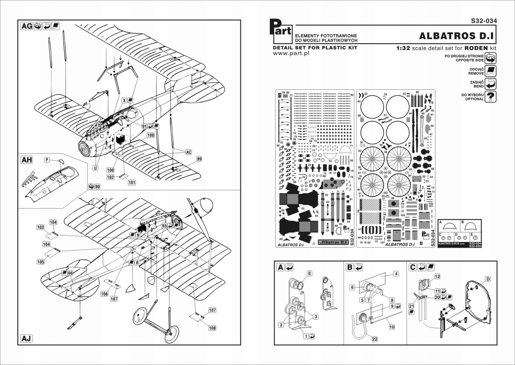 Part S32-034 1/32 Albatros D.I (Roden)