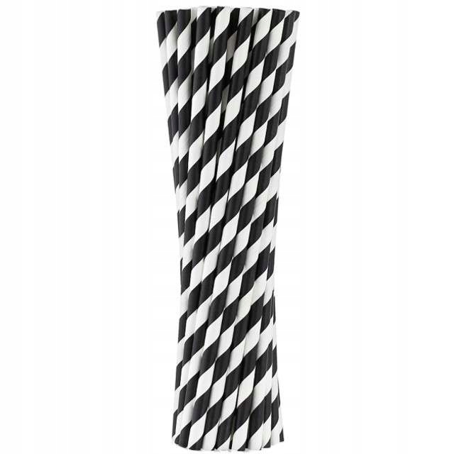 

Rurki Słomki papierowe Błękitne Bio czarno białe