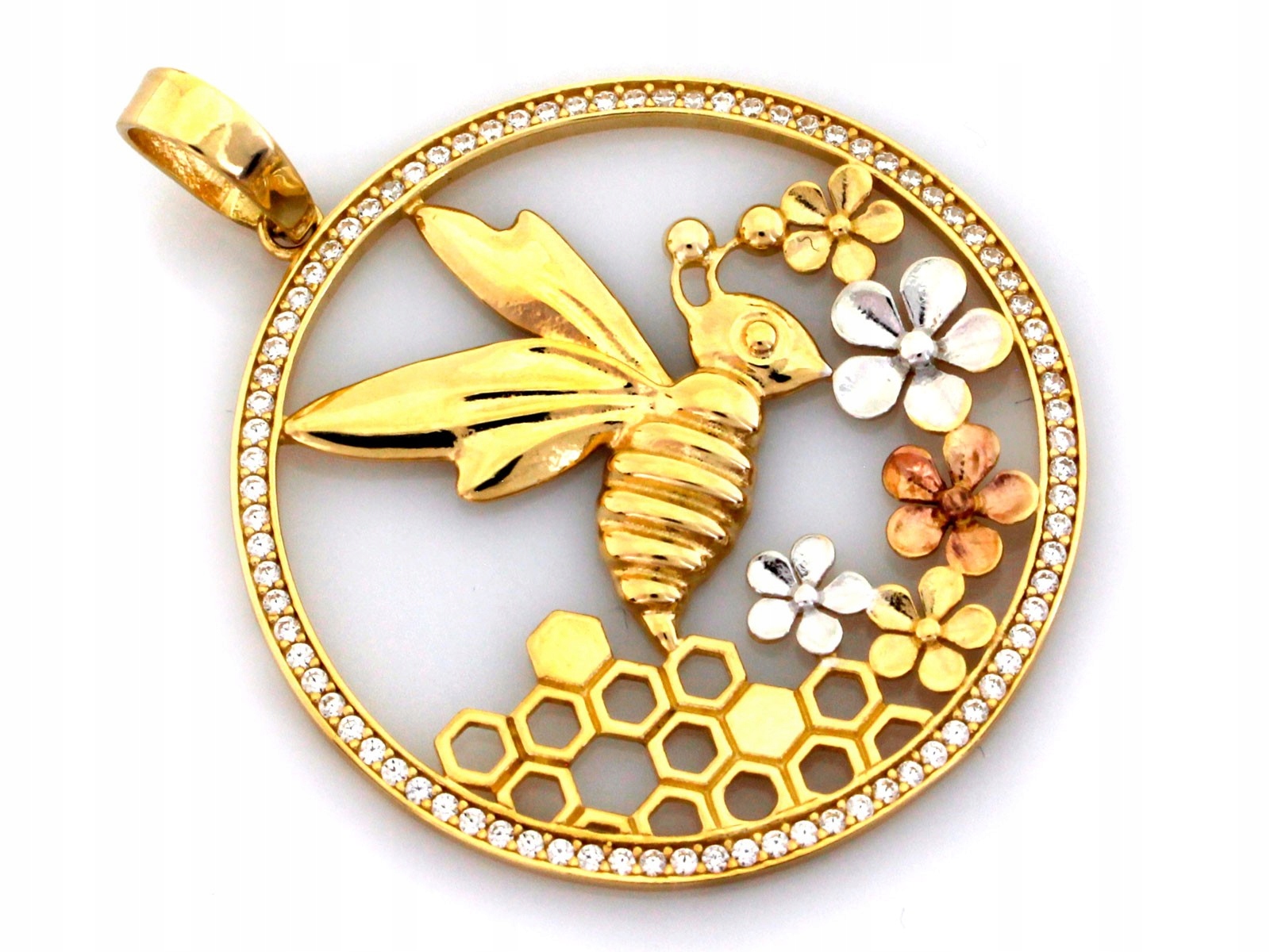 Zlatý přívěsek 585 14k 3.68g včela se zirkony jako dárek pro ženu