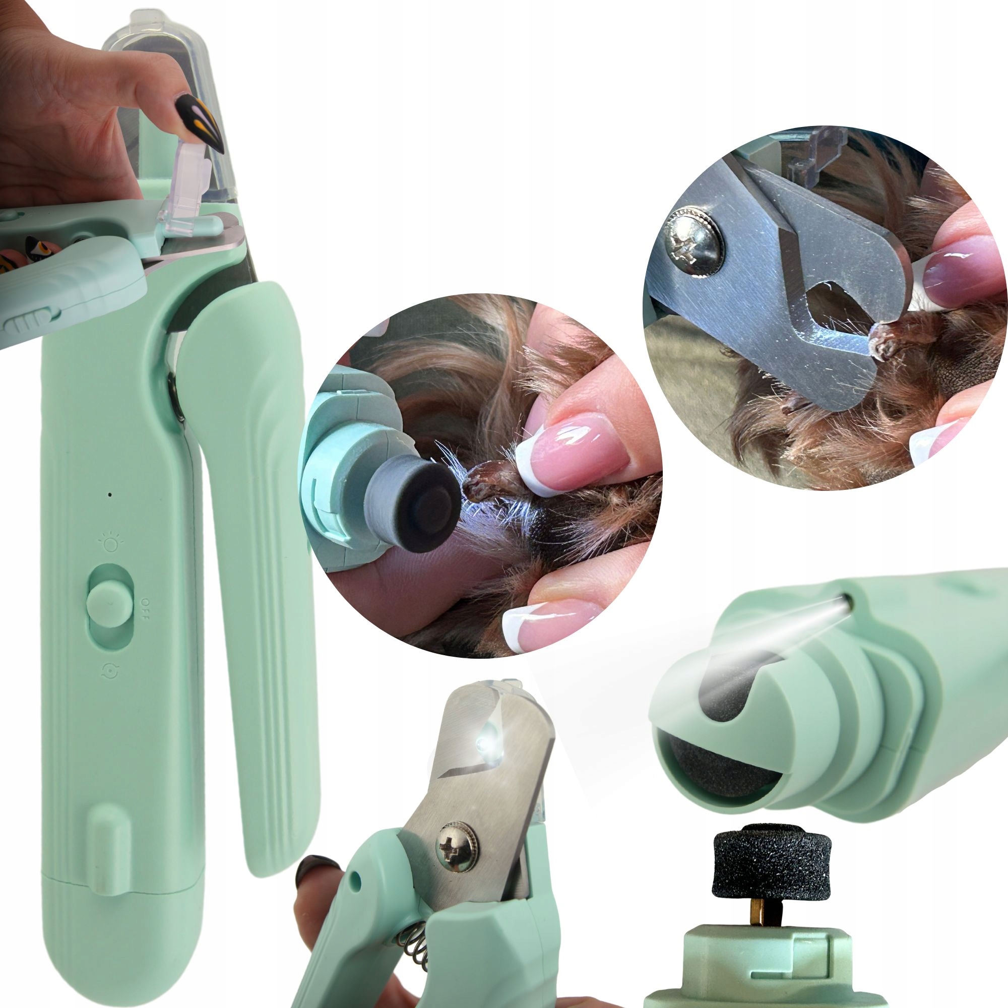 Levně Stříhací kleště, bruska a pilník na drápky pro psy s Led osvětlením