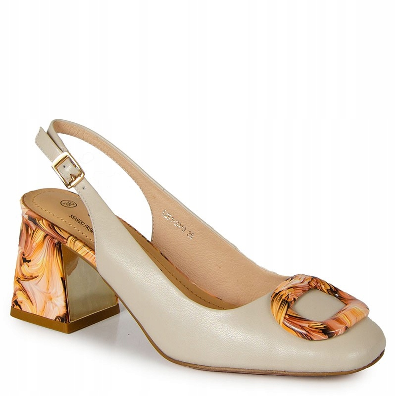 S.barski LZ61-2010 Béžové Kožené Sandály S Ozdobou 39