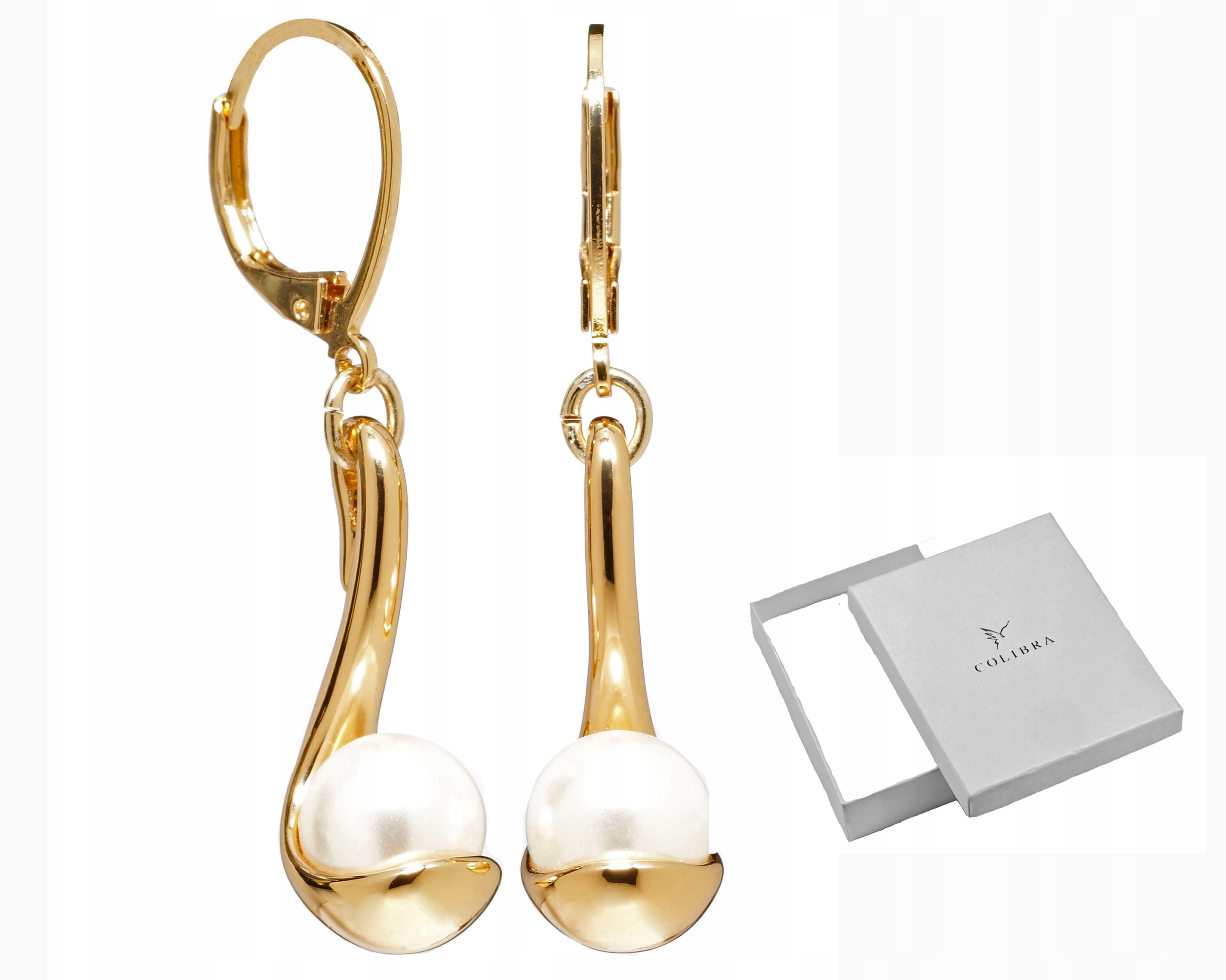 

Długie Kolczyki Z Perełką Złote Perły Moda Colibra