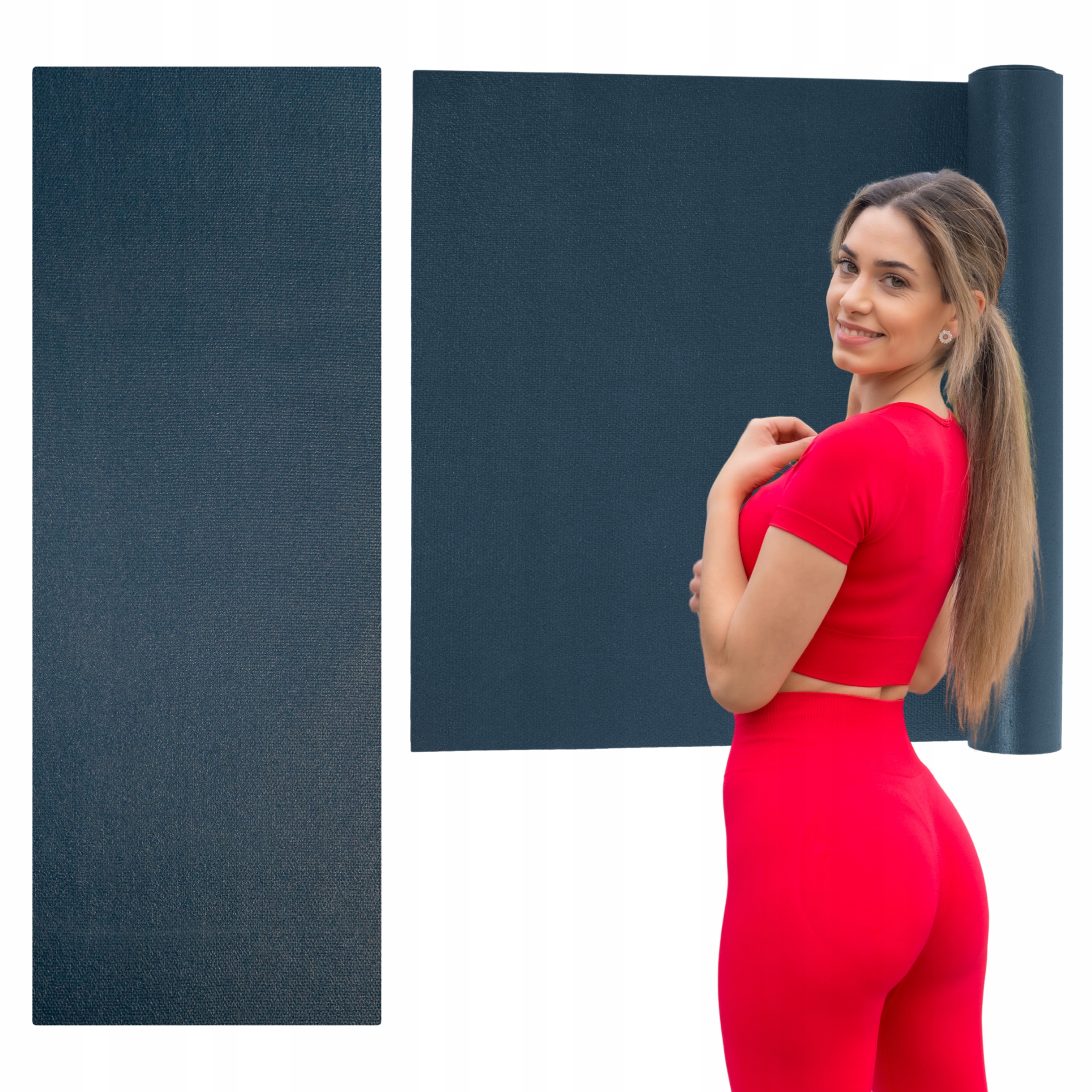 Mata do ćwiczeń antypoślizgowa Omm Yoga Granatowa 2 mm Joga Fitness