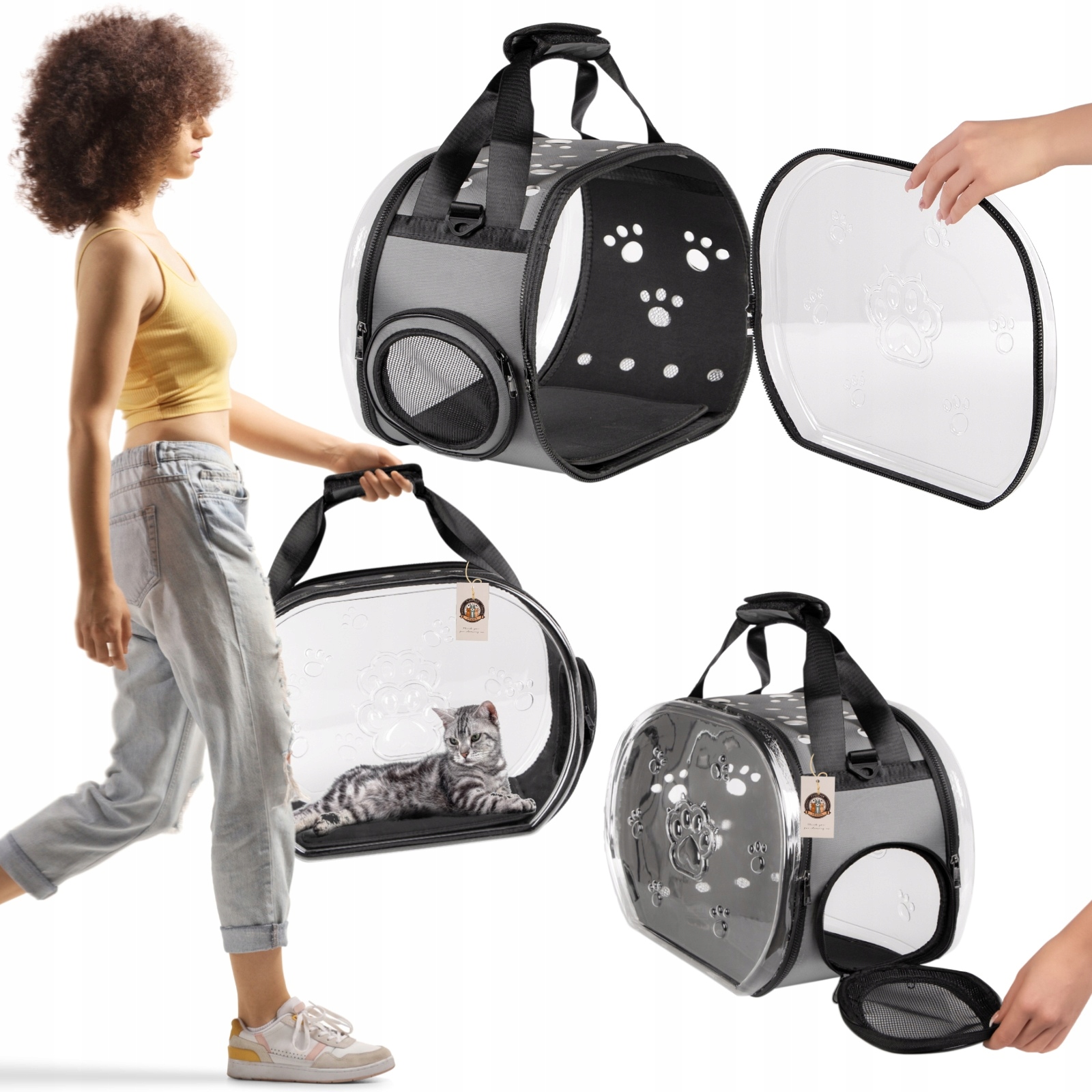 Levně Transparentní Přepravka Pro Psa A Kočku, Pohodlný A Lehký, S Kapsou