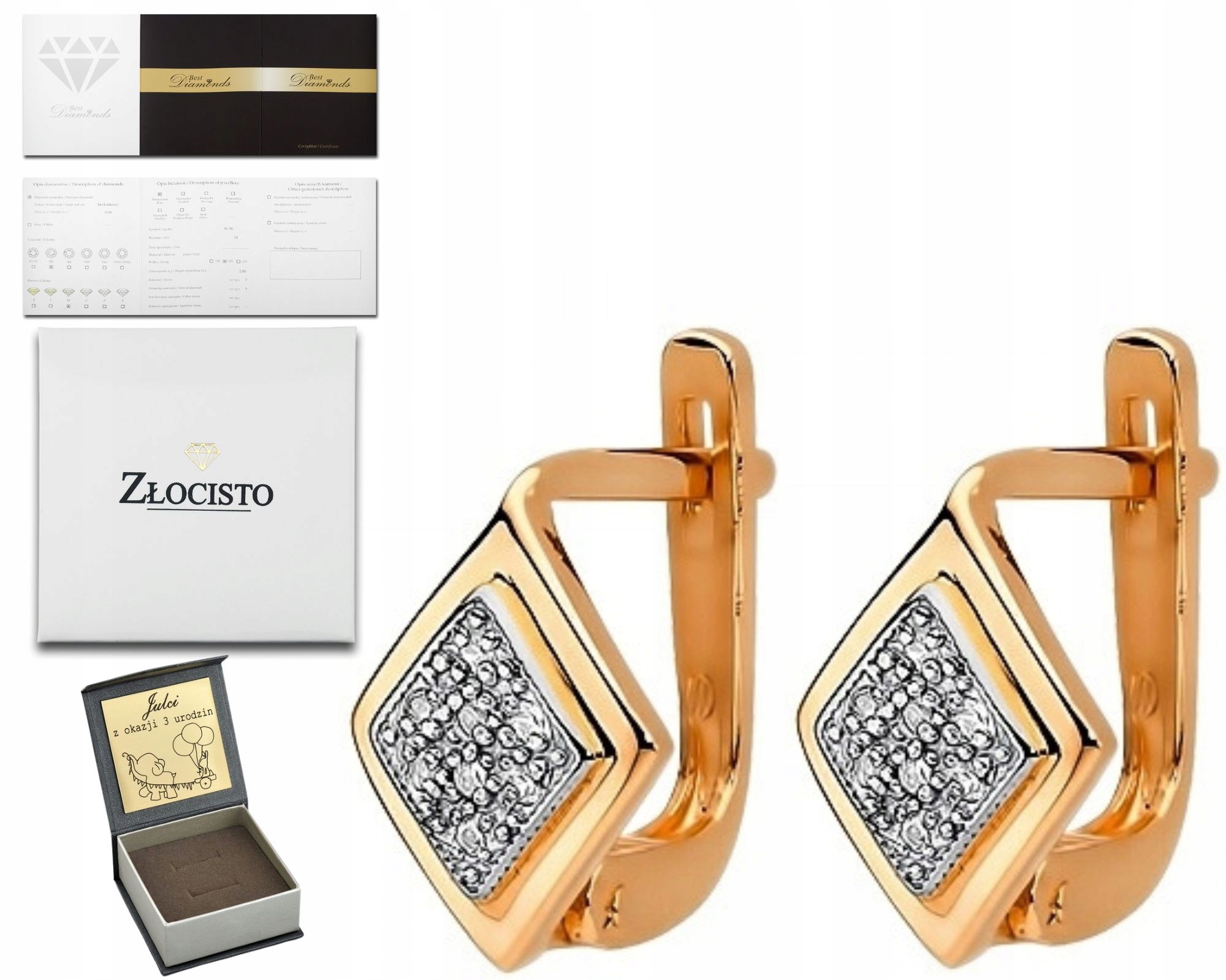 Růžové Zlato Náušnice S Brilianty 0,08 Ct Obchod