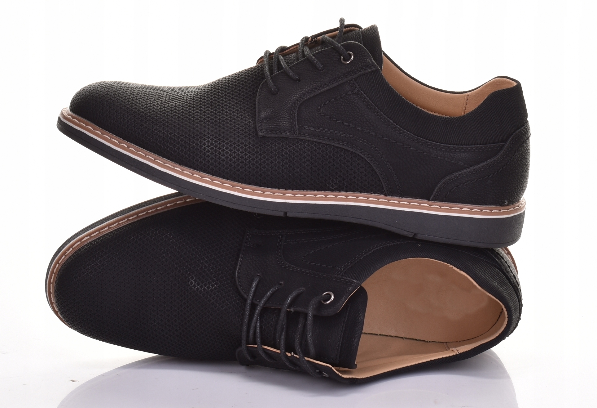 Czarne Półbuty Męskie Buty Wizytowe Klasyczne