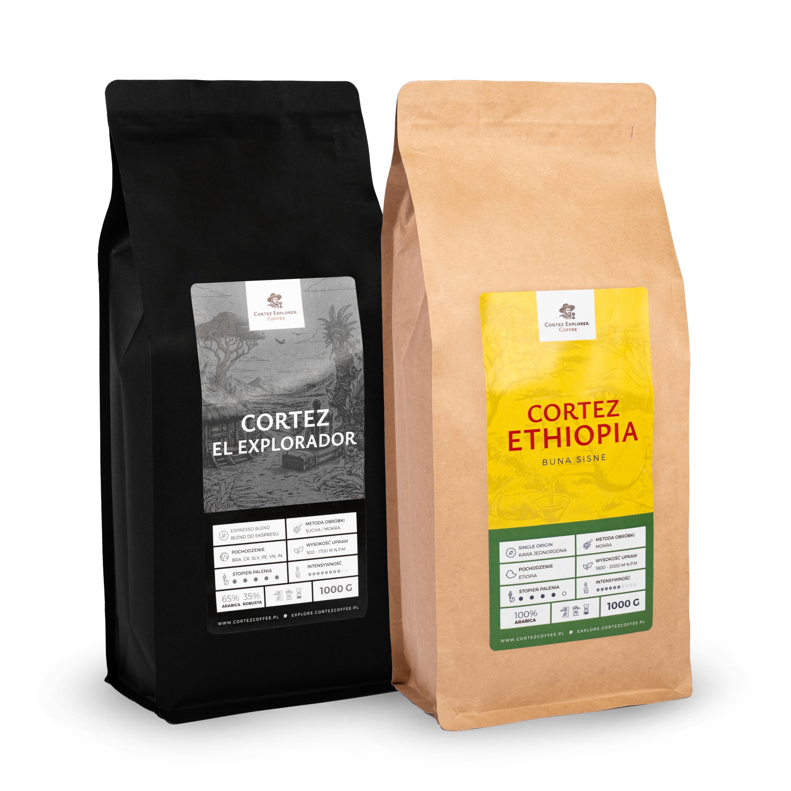 Levně Káva zrnková Set Cortez 2 X 1000G Ethiopia & El Explorador