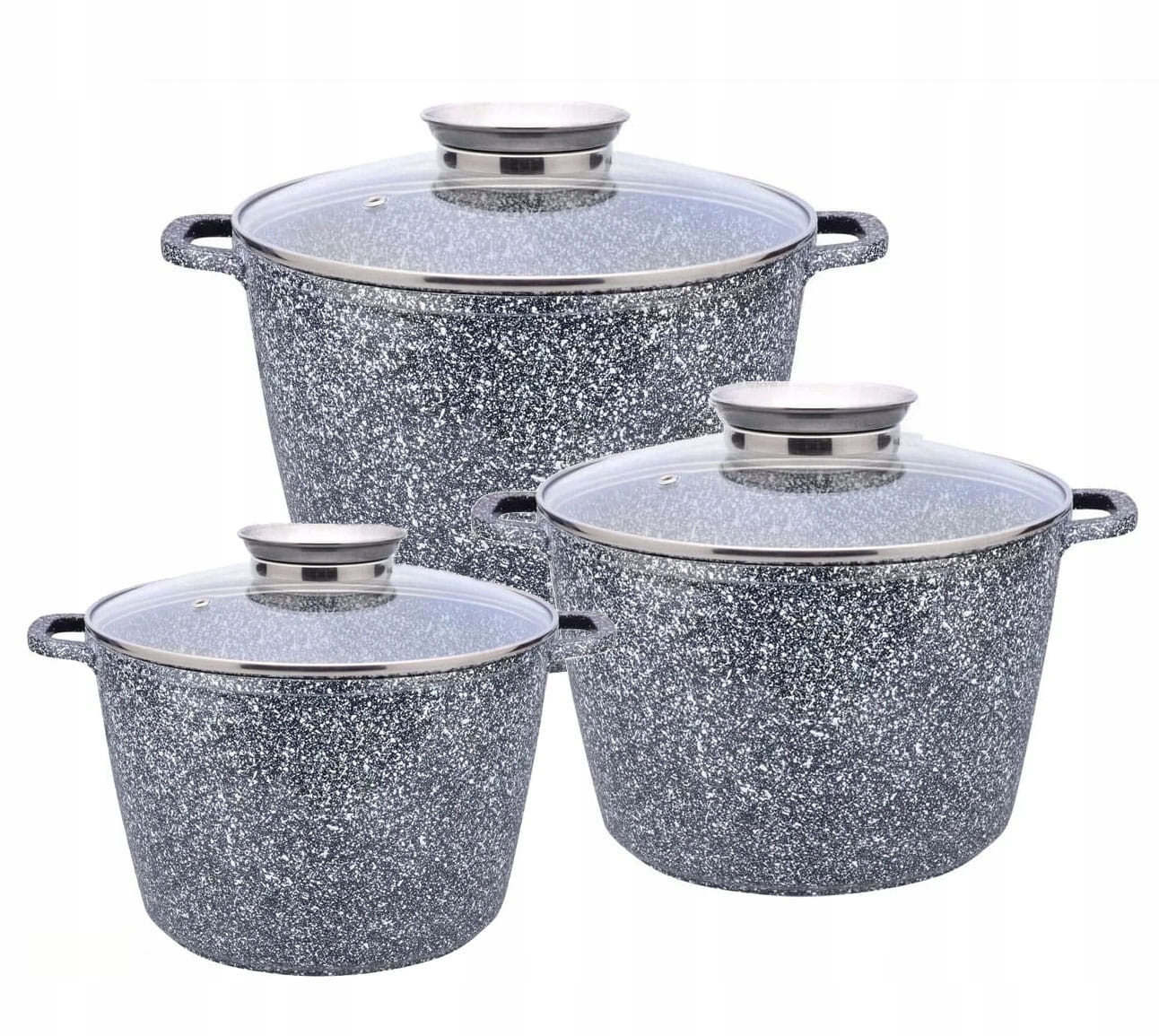 Zestaw 3 garnków marmurowych 14L + 10L + 6.2L ZILNER Grey ZL-8557
