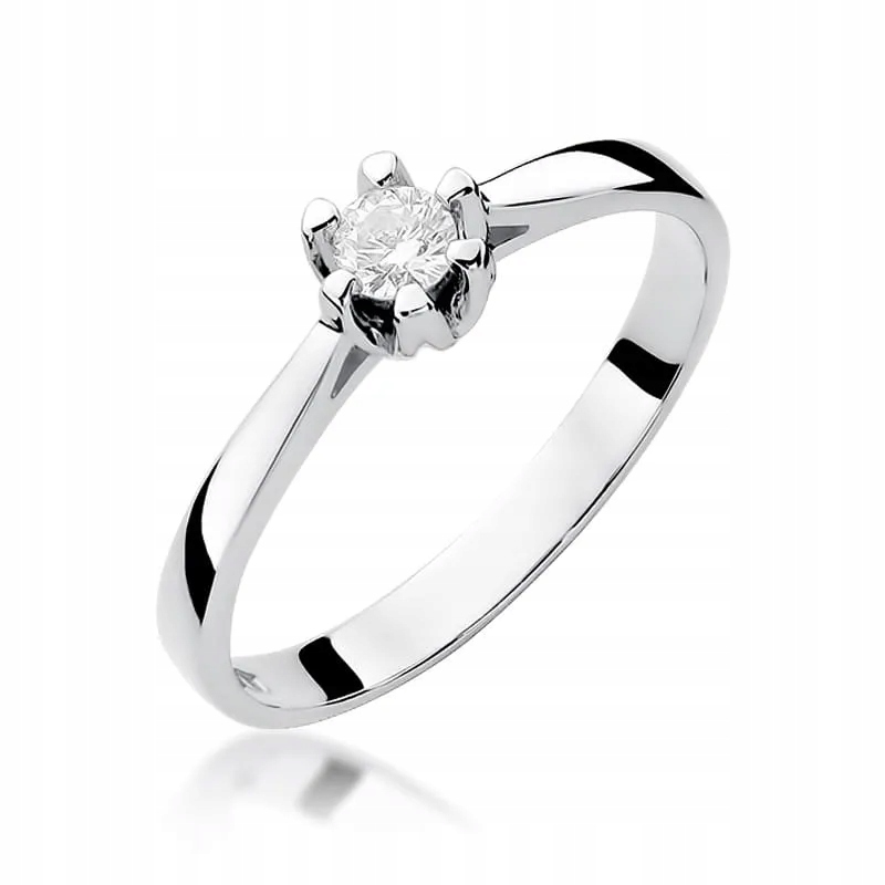 Złoty pierścionek Diament 0,12ct białe złoto pr. 585 06