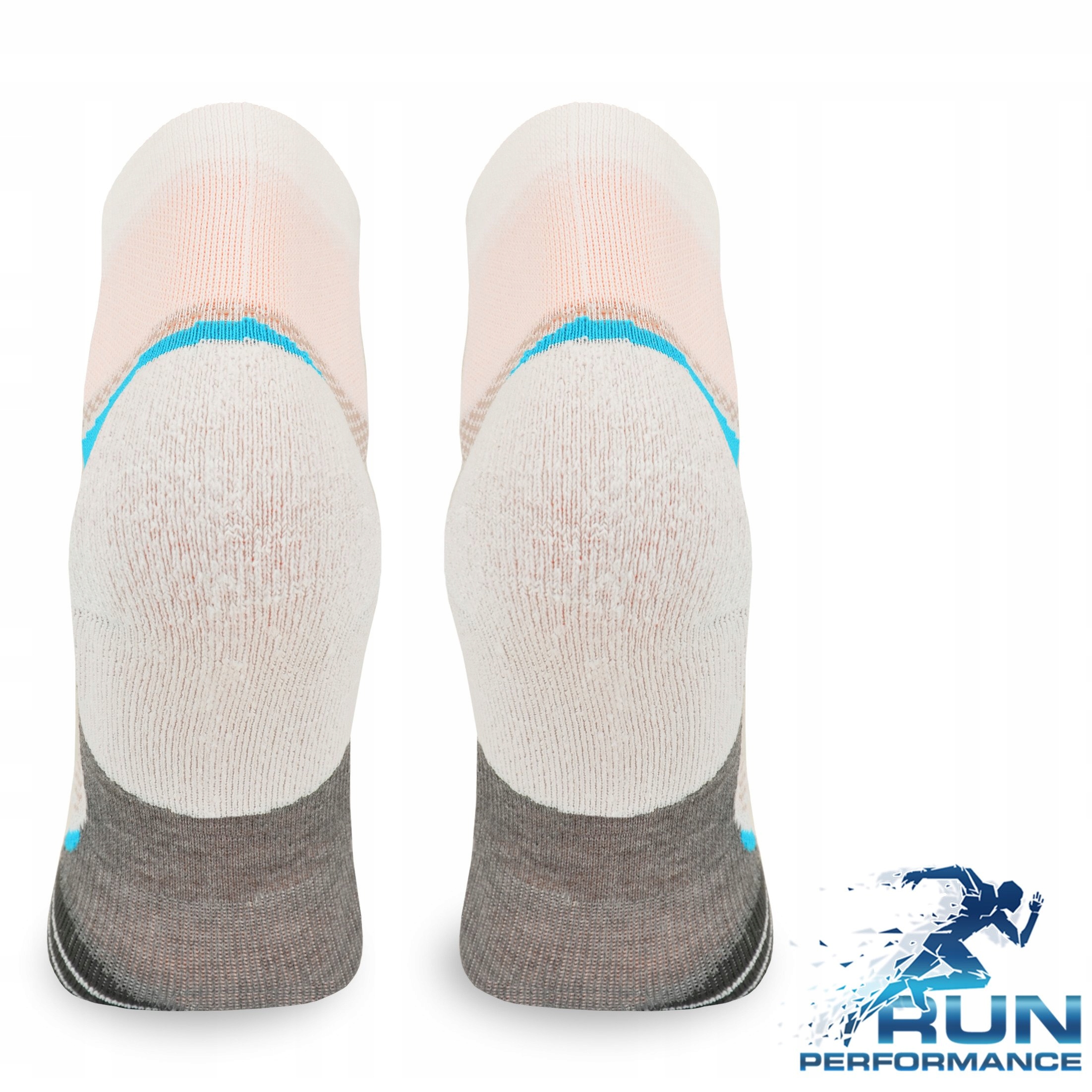 Skarpetki do biegania RUN4 – Coolmax – white-blue Fason za kostkę