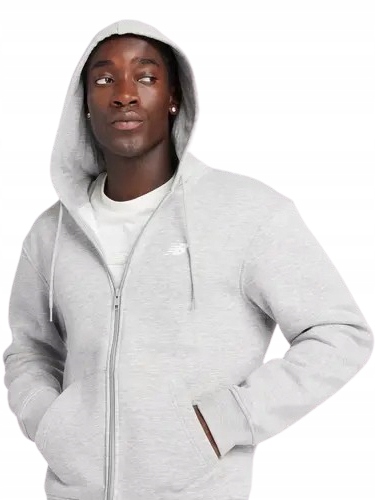 pánská mikina New Balance s kapucí Nb MJ43902AG šedá roztahovací XXL