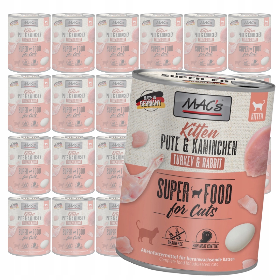 Levně MAC's Kitten 24x800g Vlhké Krmivo s krůtou Krůta králíkem