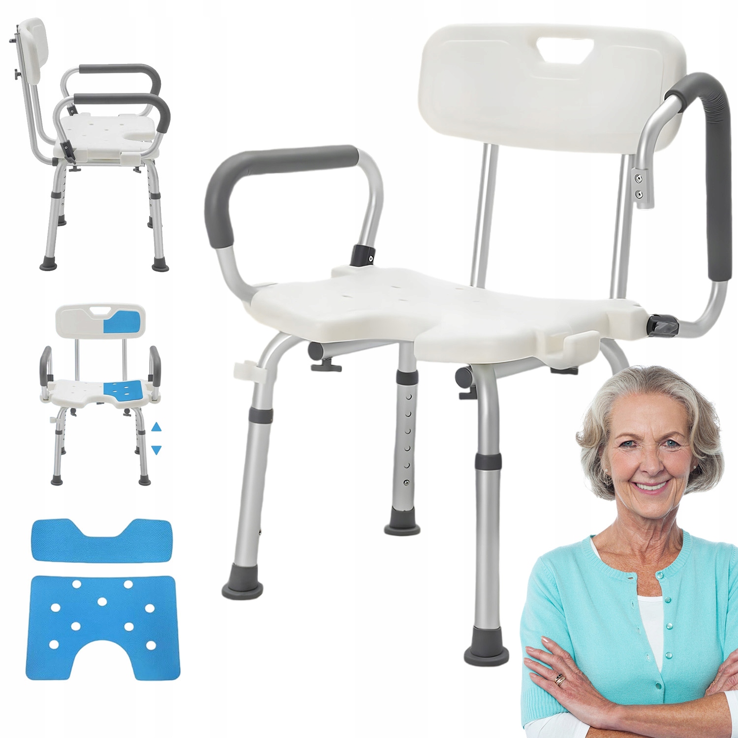 Krzesełko Krzesło Siedzisko Taboret Pod Prysznic Z Oparciem Podłokietniki