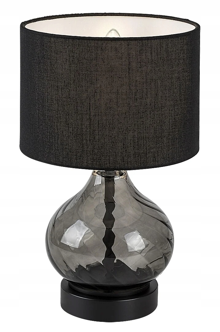 Dekoratívna stolová lampa dymová sklenená, čierna, tienidlo do obývačky Rabalux