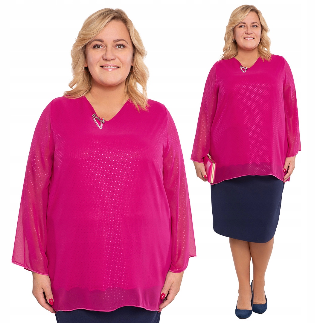 Fuchsiová tunika s broží 56/58